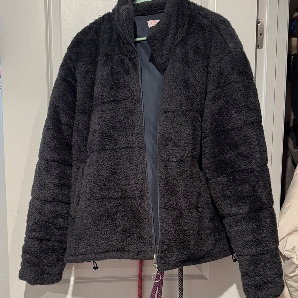 Pink Lily Charcoal Teddy Jacket